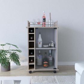 Bar Cart Baltimore, Six Wine Cubbies, Light Gray Finish