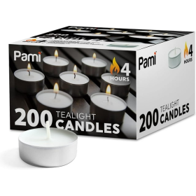 PAMI Premium Tealight Candles Unscented Paraffin Small Candles in Bulk, 200-Pack