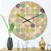 Designart 'Leaves With Geometric Pattern' Mid-Century Modern Wood Wall Clock