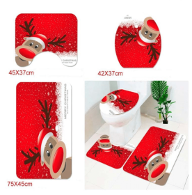 Merry Christmas Bathroom Curtain Santa Claus Toilet Seat Christmas Decorations (Option: A)